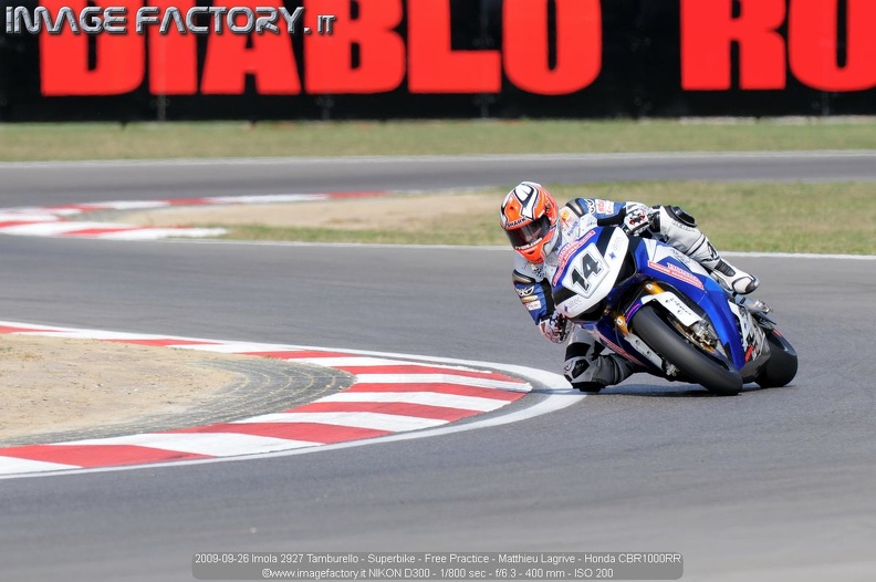 2009-09-26 Imola 2927 Tamburello - Superbike - Free Practice - Matthieu Lagrive - Honda CBR1000RR.jpg